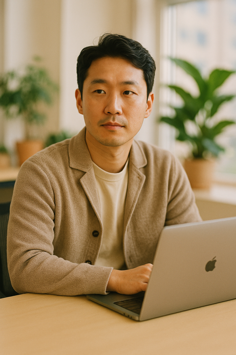 노트북 앞에 앉은 사장 (연출 이미지)